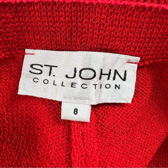 St. John Collection Red Santana Knit Button Front Blazer 
Jacket Pants Suit - Picture 11 of 17